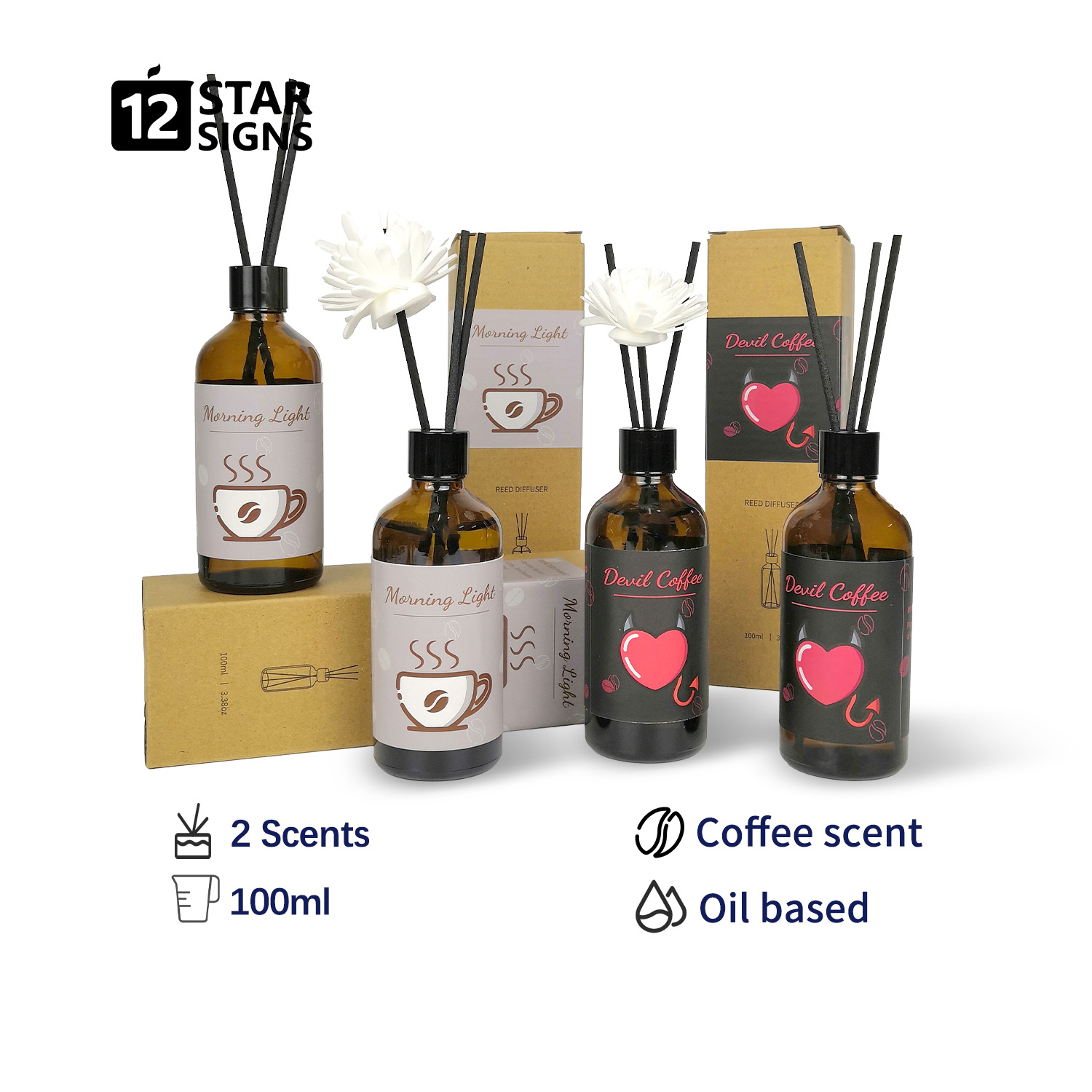 12StarSigns Coffee Scent Reed Diffuser